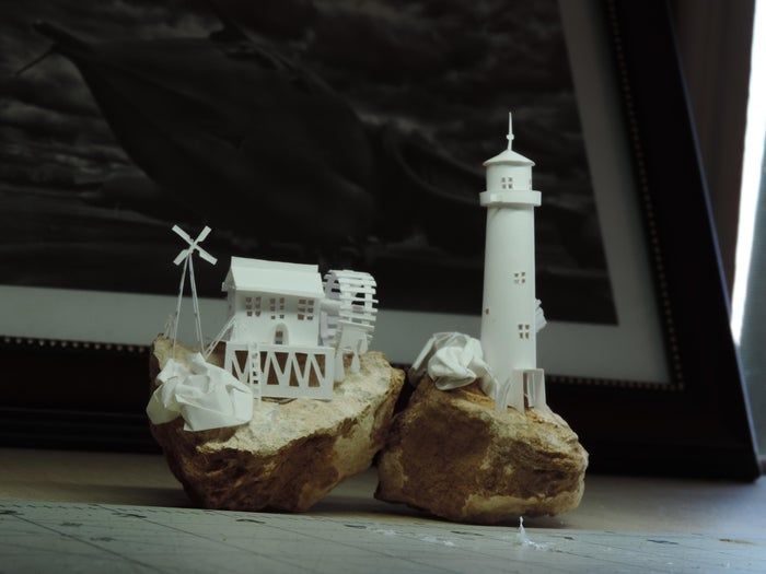 超简单手工建筑模型教程：用石头DIY迷你风车和灯塔-第31张图片-趣作屋