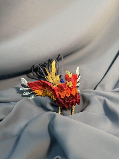 菲律宾卷草纹纸艺教程：手工制作幸运彩绘公鸡装饰-第13张图片-趣作屋