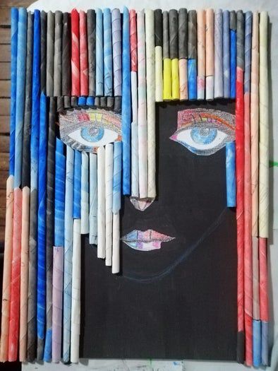 用废纸DIY人脸拼贴画的环保手工教程-第22张图片-趣作屋