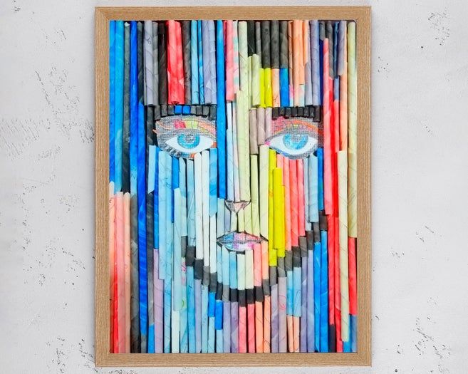 用废纸DIY人脸拼贴画的环保手工教程-第1张图片-趣作屋