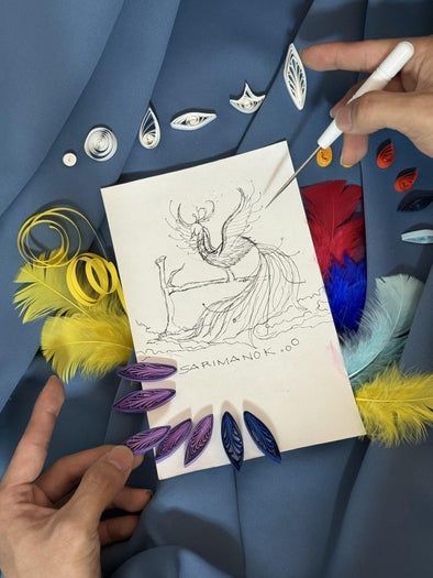 菲律宾卷草纹纸艺教程：手工制作幸运彩绘公鸡装饰-第4张图片-趣作屋