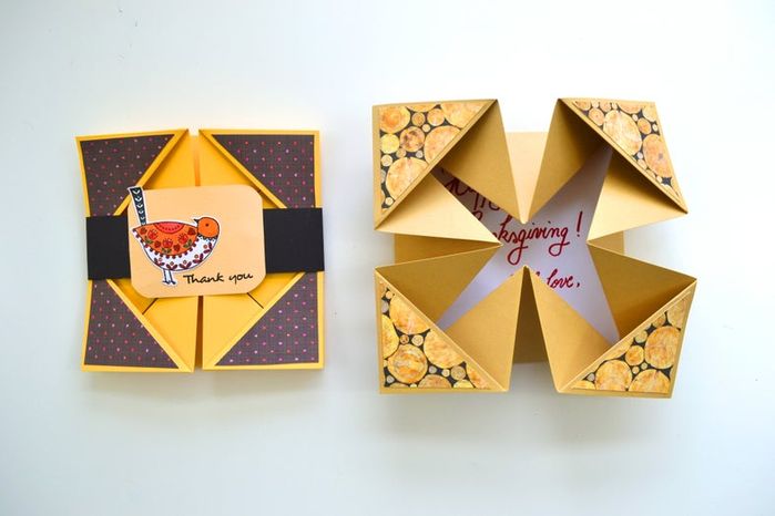 手工制作感恩节餐巾折叠贺卡教程-第2张图片-趣作屋