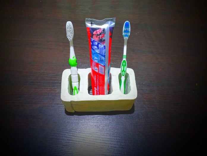 白水泥DIY牙刷架制作教程-家庭手工模具教程-第2张图片-趣作屋