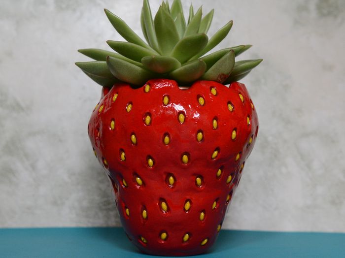 草莓造型花盆手工制作教程：风干黏土DIY创意容器-第1张图片-趣作屋