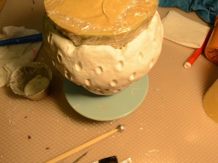 草莓造型花盆手工制作教程：风干黏土DIY创意容器-第23张图片-趣作屋