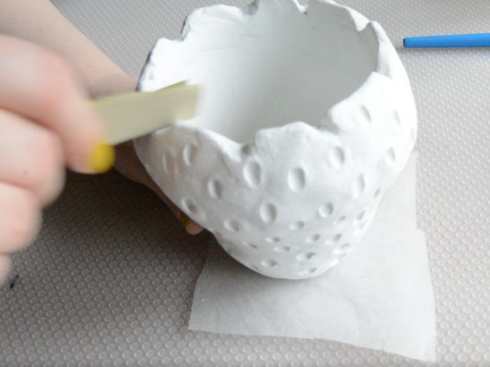 草莓造型花盆手工制作教程：风干黏土DIY创意容器-第25张图片-趣作屋