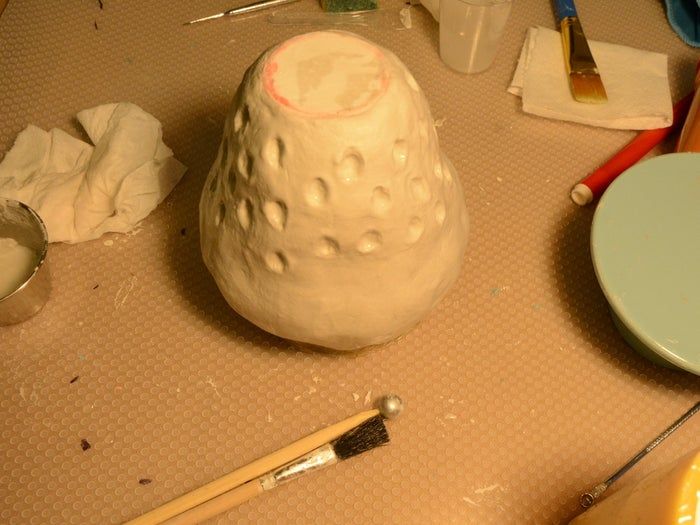 草莓造型花盆手工制作教程：风干黏土DIY创意容器-第22张图片-趣作屋