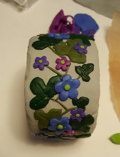 空纸筒手工腕带制作教程-聚合物粘土花朵装饰-第12张图片-趣作屋