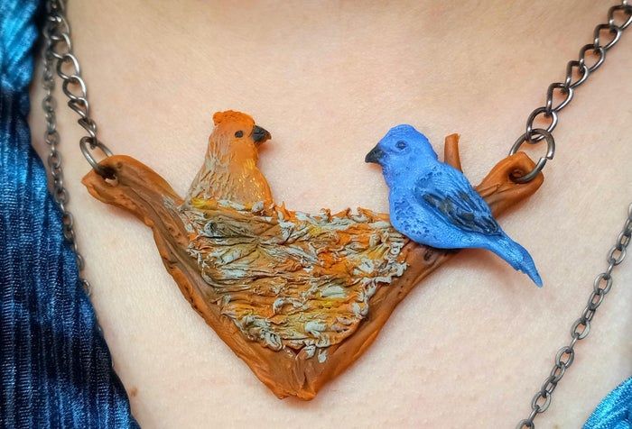 靛蓝雀鸟巢项链手工制作教程-第1张图片-趣作屋 靛蓝雀鸟巢项链手工制作教程-第1张图片-趣作屋