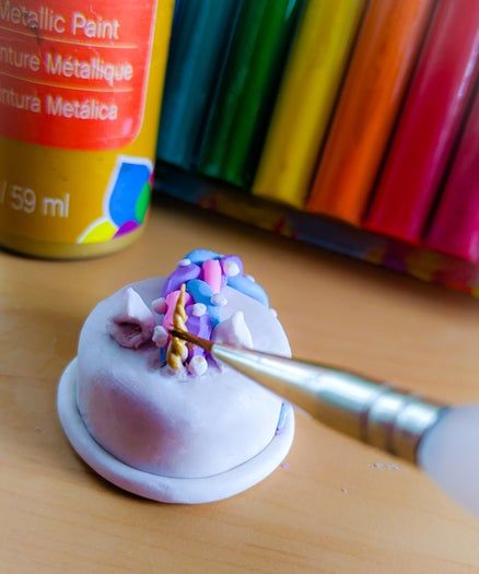 彩虹黏土蛋糕DIY教程-手工制作迷你创意摆件-第22张图片-趣作屋