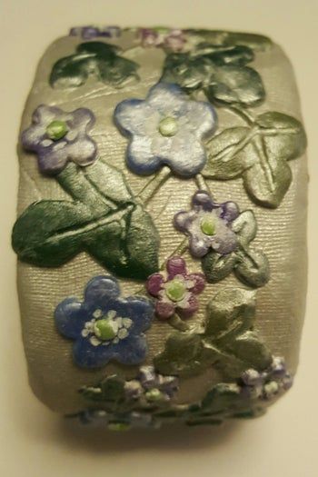 空纸筒手工腕带制作教程-聚合物粘土花朵装饰-第14张图片-趣作屋