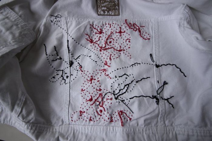 DIY牛仔夹克Sashiko刺绣教程：从零开始的创意手工改造-第45张图片-趣作屋