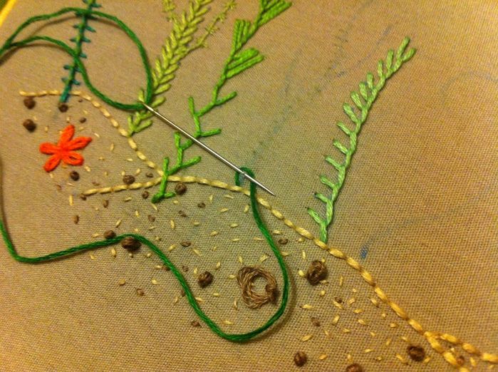 刺绣基础针法教程：轻松掌握自然图案绣法-第34张图片-趣作屋