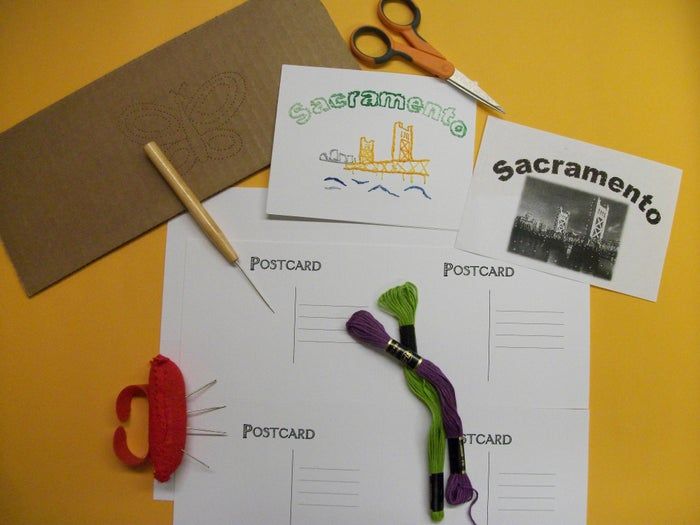 手工刺绣明信片制作教程：低成本纪念小镇风情-第2张图片-趣作屋