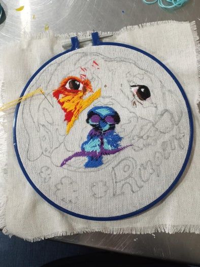 零基础刺绣教程：如何用彩色线制作比格犬肖像-第10张图片-趣作屋