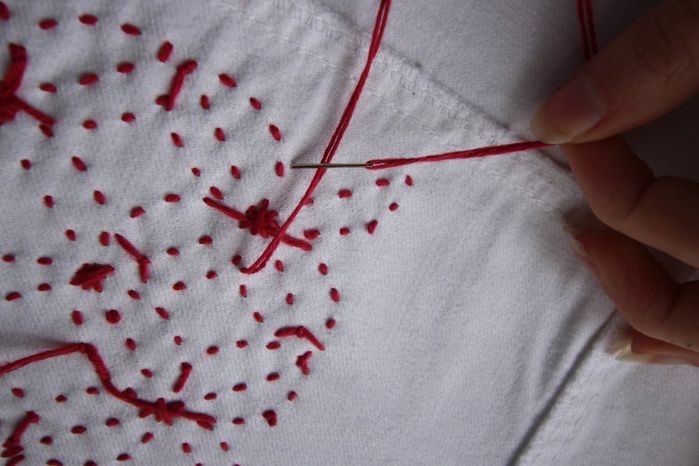DIY牛仔夹克Sashiko刺绣教程：从零开始的创意手工改造-第34张图片-趣作屋
