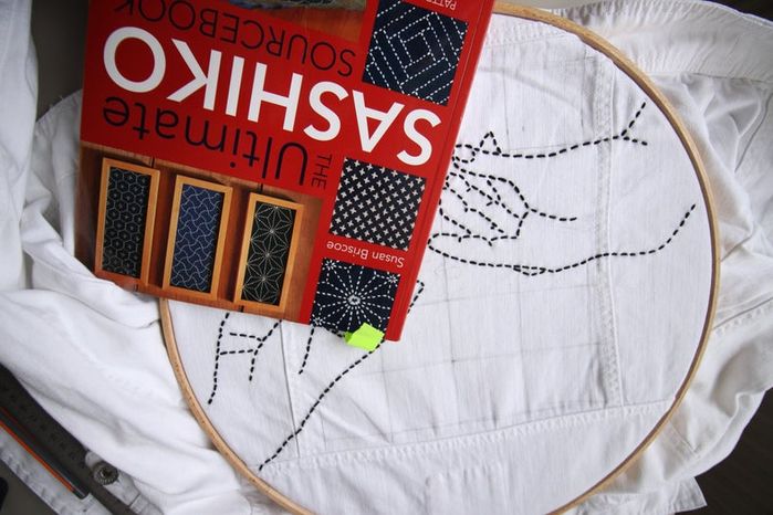 DIY牛仔夹克Sashiko刺绣教程：从零开始的创意手工改造-第26张图片-趣作屋