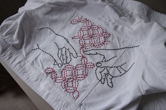 DIY牛仔夹克Sashiko刺绣教程：从零开始的创意手工改造-第43张图片-趣作屋