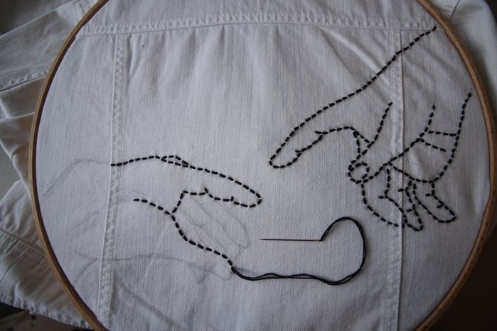 DIY牛仔夹克Sashiko刺绣教程：从零开始的创意手工改造-第22张图片-趣作屋