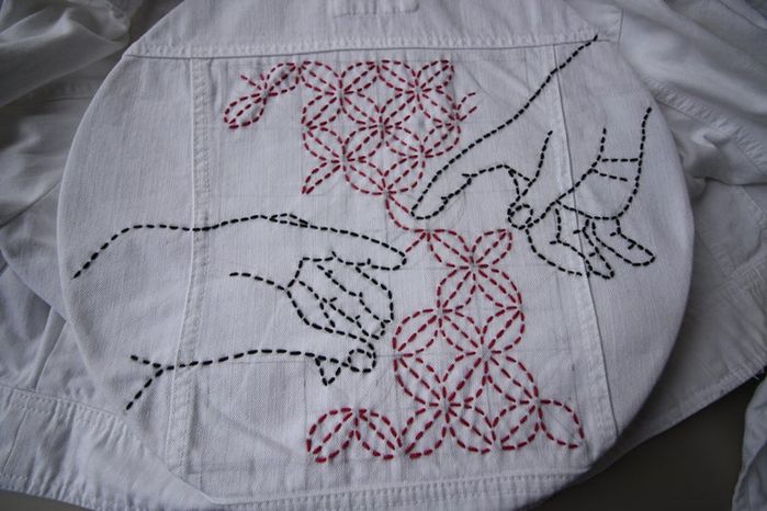 DIY牛仔夹克Sashiko刺绣教程：从零开始的创意手工改造-第40张图片-趣作屋
