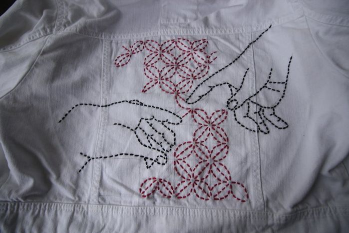 DIY牛仔夹克Sashiko刺绣教程：从零开始的创意手工改造-第44张图片-趣作屋