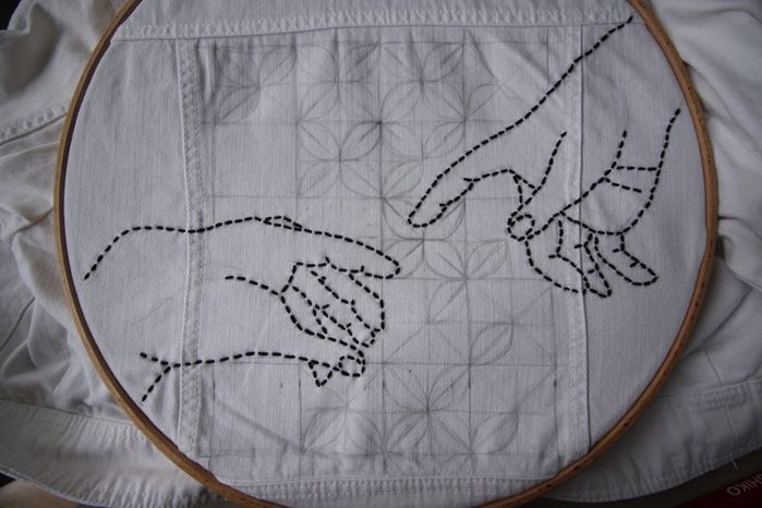 DIY牛仔夹克Sashiko刺绣教程：从零开始的创意手工改造-第27张图片-趣作屋