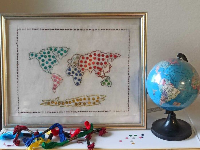手工刺绣世界地图教程：6小时打造个性化装饰-第25张图片-趣作屋