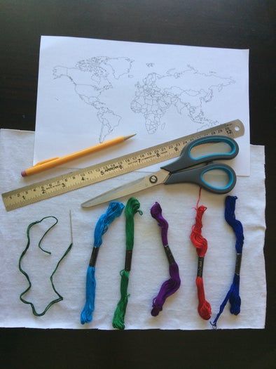 手工刺绣世界地图教程：6小时打造个性化装饰-第3张图片-趣作屋