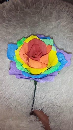 彩虹玫瑰花手工制作教程,用皱纹纸轻松DIY-第1张图片-趣作屋 彩虹玫瑰花手工制作教程,用皱纹纸轻松DIY-第1张图片-趣作屋