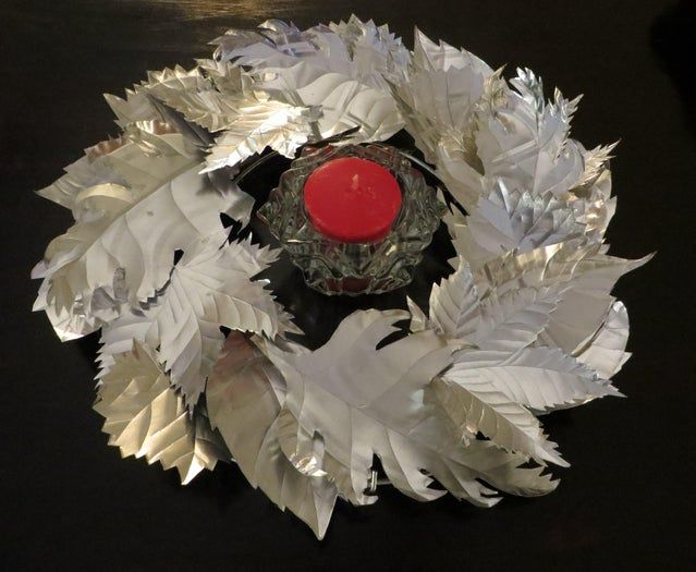 用铝制饼盘制作叶形装饰蜡烛环教程-第11张图片-趣作屋