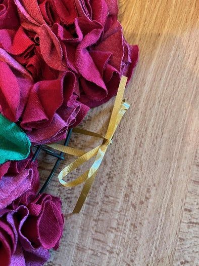 用旧T恤制作环保圣诞花环教程-第21张图片-趣作屋