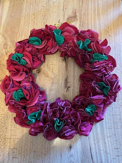 用旧T恤制作环保圣诞花环教程-第23张图片-趣作屋